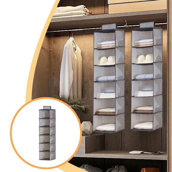 SouMaox Closet Hanging Organizer Foldable Multi Tier Wardrobe Storage Cubes Dust-Resistant Vertical Clothes Sorting for Home Bedroom Pantries
