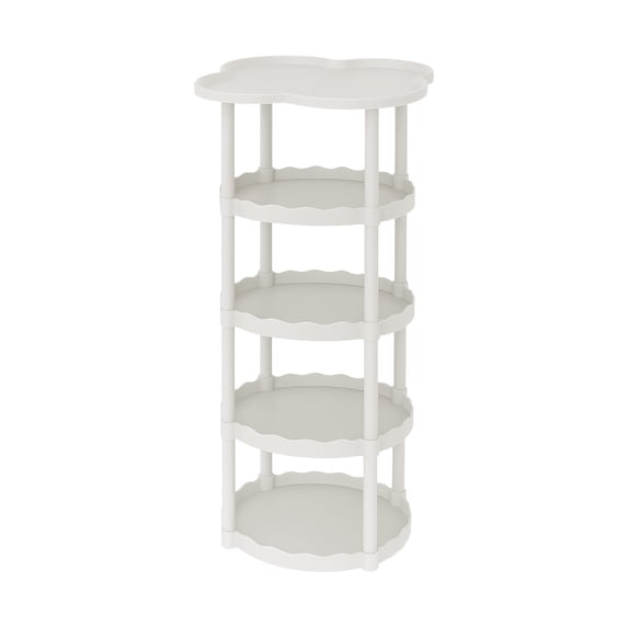 SouMaox Cloud Shape Sofa Side Table Rolling Small Coffee Table Cream Style Nightstand Four Leaf Tiered Storage Shelf Mobile Bedside Stand
