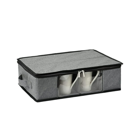 SouMaox Coffee Cup Storage Box, Foldable Mug Organizer, Zippered Carrying Handles, Household Item Tidying for Kitchen Cabinet Arrangement