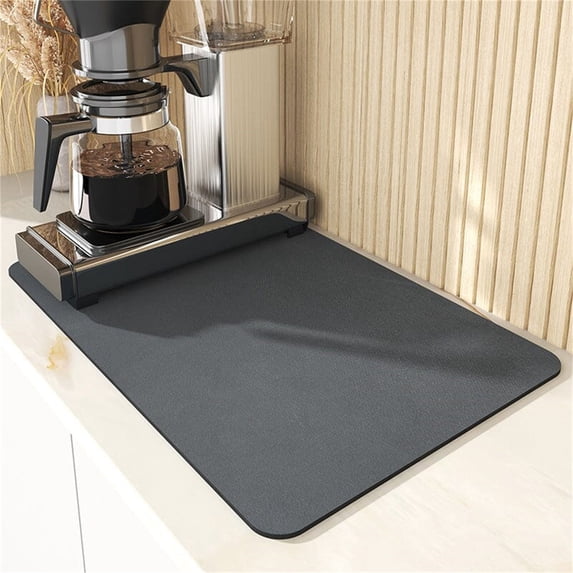 SouMaox Coffee Mat, Absorbent PVC Surface, Draining Pad, Splash Proof Countertop Drying, for Kitchen Bar Bathroom