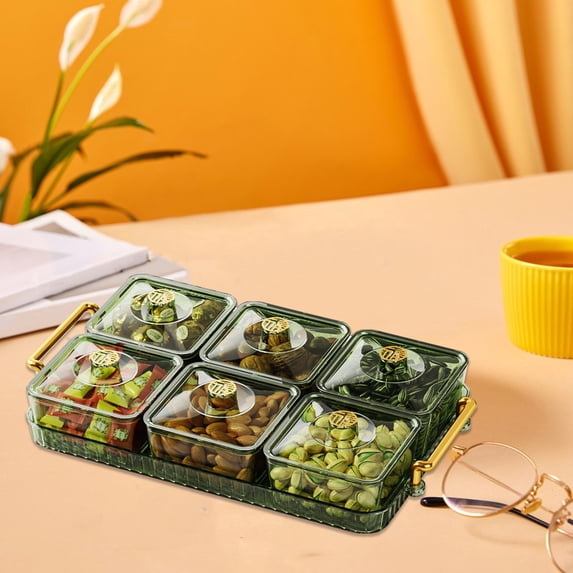 SouMaox Compartmentalized Platter High Value Nut Storage Fruit Tray Snack Serving Box for Living Room Holiday Gatherings
