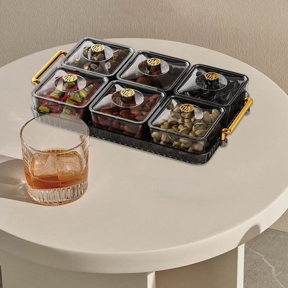 SouMaox Compartmentalized Platter High Value Nut Storage Fruit Tray Snack Serving Box for Living Room Holiday Gatherings