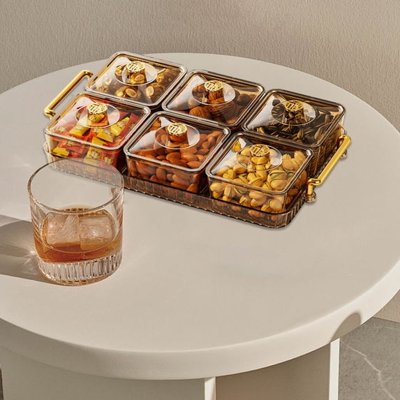 SouMaox Compartmentalized Platter High Value Nut Storage Fruit Tray Snack Serving Box for Living Room Holiday Gatherings