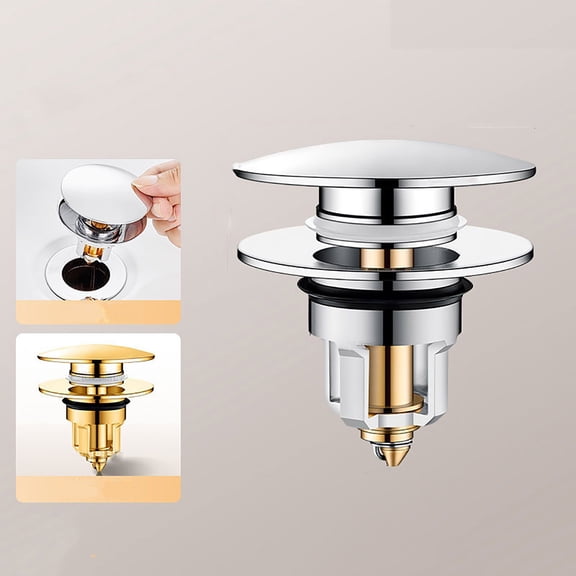 SouMaox Copper Sink Stopper Brass Bounce Core Basin Plug Water Flow Filter Clogging for Bathroom Kitchen Washbasin Drainage