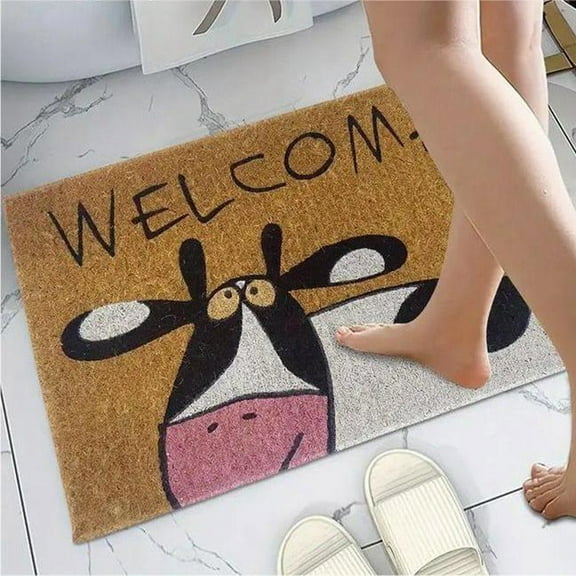 SouMaox Cow Print Floor Mat, Rapid Water Absorption, Animal Pattern Rug, Entrance Dirt Trapping, for Bathroom Doorway Kitchen Mudroom