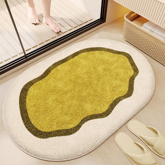 SouMaox Creamy Fleece Entrance Mat Water Absorbent Synthetic Woolen Rug Quick Dry Floor Covering for Home Washroom Entryways
