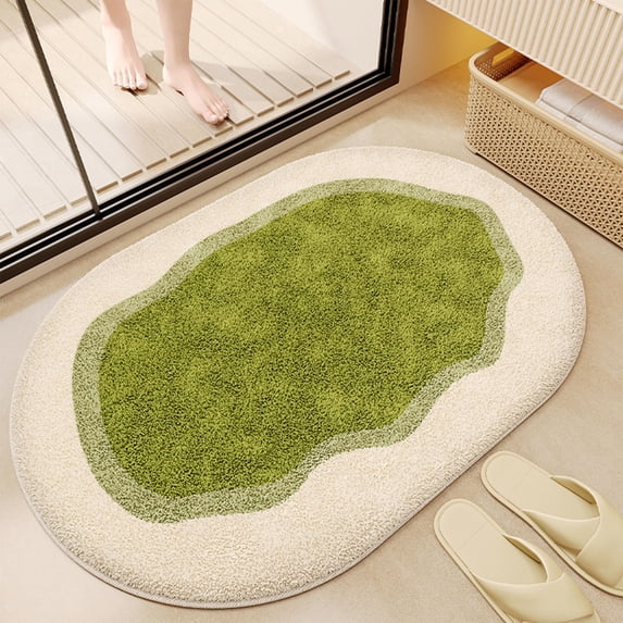 SouMaox Creamy Fleece Entrance Mat Water Absorbent Synthetic Woolen Rug Quick Dry Floor Covering for Home Washroom Entryways