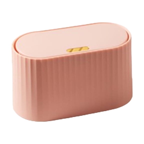 SouMaox Desktop Push Trash Can, Sleek Spring Lid, Double Layered Design, Waste Management Container for Bedroom Vanity Study Desk Space