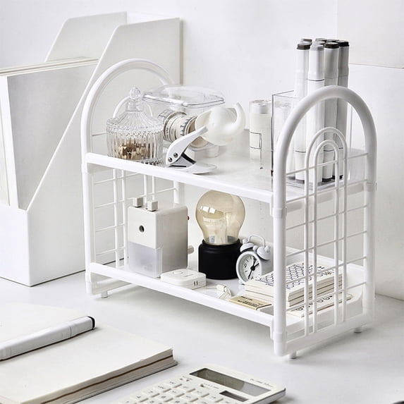 SouMaox Desktop Storage Rack, Space Saving Tiered Organizer, Shelf Unit, Spice Stationery Holder for Bathroom Kitchen Dormitory Office