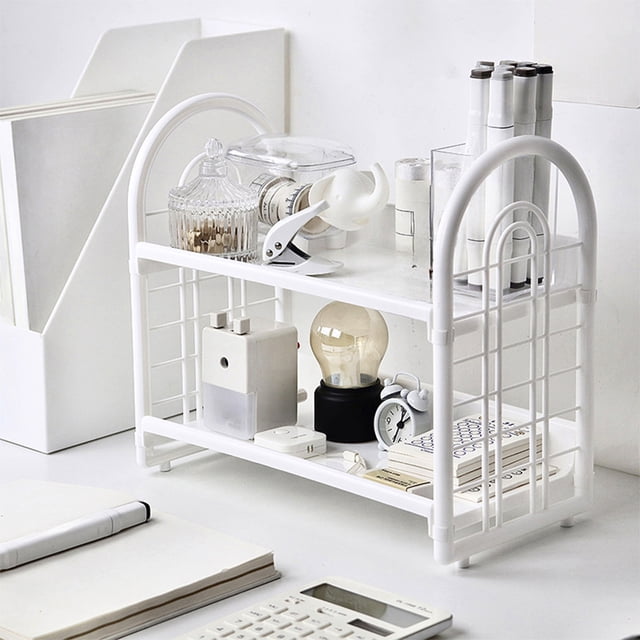 SouMaox Desktop Storage Rack, Space Saving Tiered Organizer, Shelf Unit, Spice Stationery Holder for Bathroom Kitchen Dormitory Office