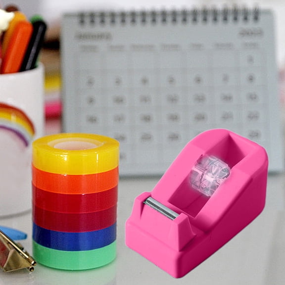 SouMaox Desktop Tape Dispenser Macaroon Adhesive Holder Manual Stationery Cutter Tape Supply for Home Office Desk Workspace Organization