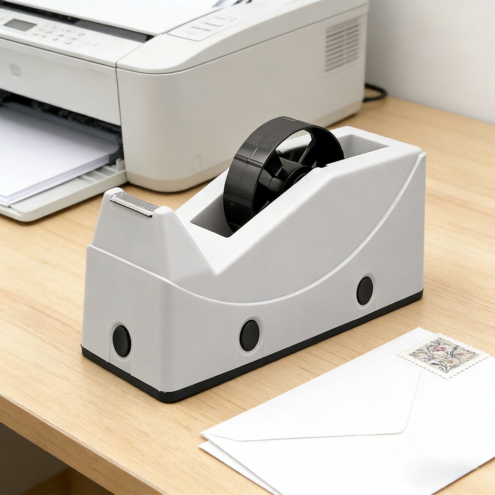 SouMaox Desktop Tape Dispenser, Non-slip Heavy Duty Base, Adhesive Roll Cutter, Efficient Office Packing Tool for Workspace Stationery
