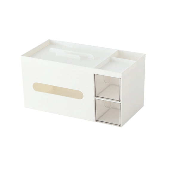 SouMaox Desktop Tissue Box Holder Organizer Tray Transparent Drawer Desktop Storage Stationary Caddy Vanity Countertop Phone Stand Case