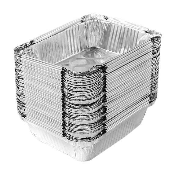 SouMaox Disposable Aluminum Trays Foil Containers Rectangular Baking Pans Oven Roasting Grilling for Kitchen Meal Preparation