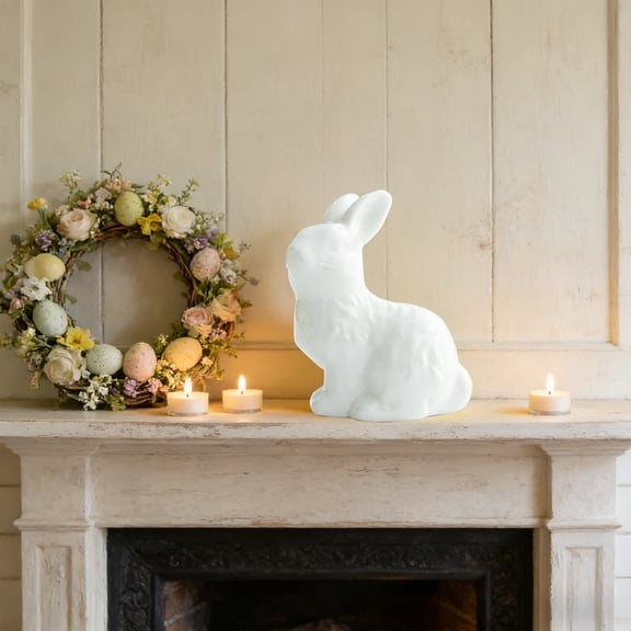 SouMaox Easter Bunny Figurine, High Hardness Ceramic, Stereoscopic Realistic Modeling, Desktop Scene Ornament for Living Room Study Bedroom