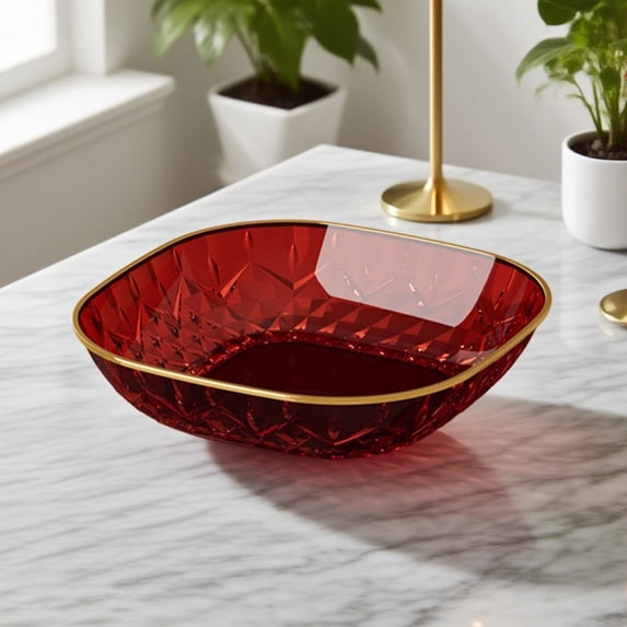 SouMaox Elegant Dinnerware Jewel Texture Serving Tray Decorative Candy Dish for Upscale Home Dining Room Kitchen Coffee Table Organization