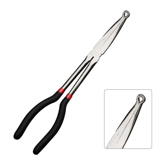 SouMaox Extended Pointed Nose Pliers Carbon Steel Long Reach Gripper Plug Wire Removal Tool for Automotive Engine Maintenance Repairs