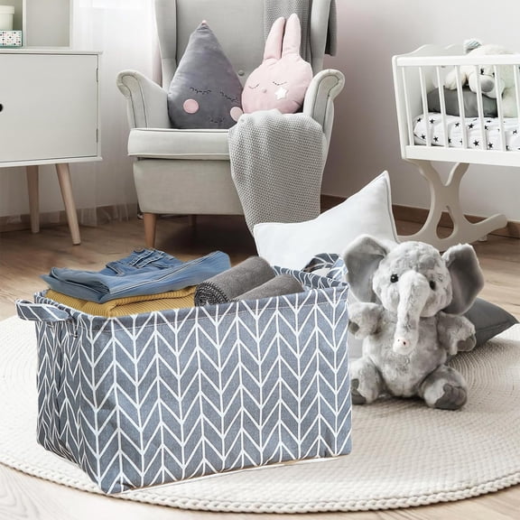 SouMaox Fabric Storage Bins, Foldable Laundry Hampers, Sturdy Canvas Construction with Handles, for Organizing Toys Clothes Belongings, Homeowners Renters
