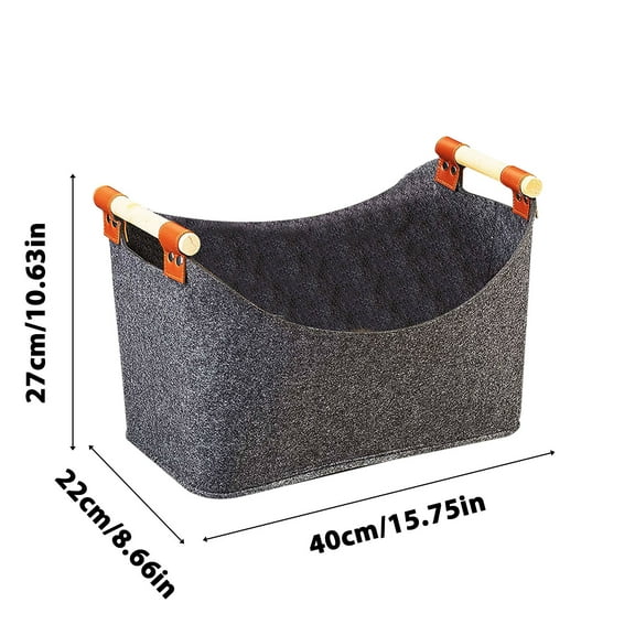 SouMaox Firewood Basket Large Log Carrier Bag Fireplace Wood Storage Bin Tote Wooden Handles Heavy Duty Felt Kindling Holder Organizer
