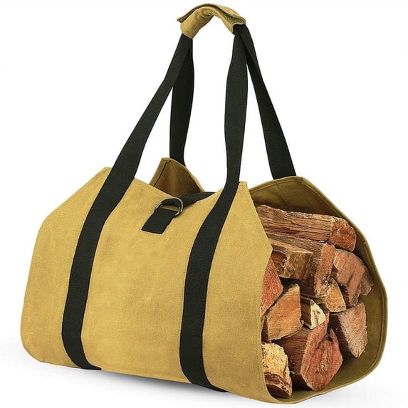 SouMaox Firewood Carrier, Heavy Duty Log Tote Bag, Durable Canvas Construction Reinforced Handles, Efficient Wood Hauling for Fireplace Camping Backyard, Outdoor Enthusiasts Homeowners