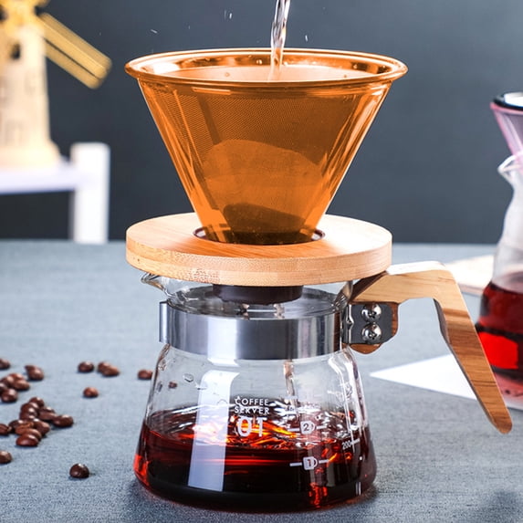 SouMaox Glass Coffee Dripper, Elegant Reusable Brewing Funnel, Manual Drip Infuser, Pour Over Extraction for Home Office Desktop