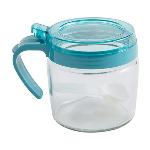 SouMaox Glass Condiment Jar, Thickened Clear Texture, Integrated Flip Lid, Spice Storage Organization for Modern Home Kitchen Countertops