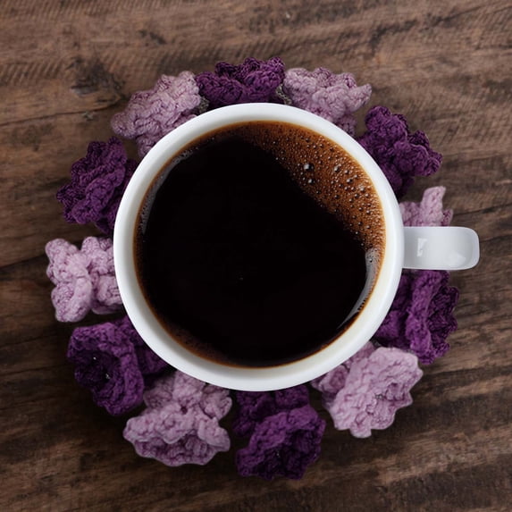 SouMaox Handmade Knitted Floral Coaster Lily Valley Woven Table Mat Decorative Crochet Cup Pad Mother Girlfriend Gift Home Kitchen Decor