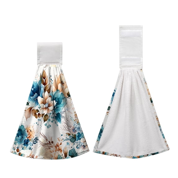 SouMaox Hanging Hand Towel Printed Absorbent Kitchen Bar Bathroom Decor Soft Quick Dry Hanging Loop Wipe Cloth