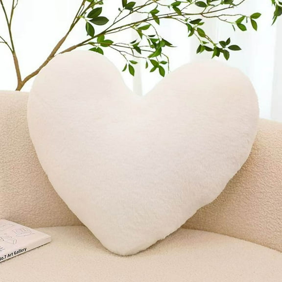 SouMaox Heart Shaped Pillow, Plush Fuzzy Decorative Cushion, Romantic Aesthetic Throw, Bedding Ornament for Living Room Bedroom Sofa Decor