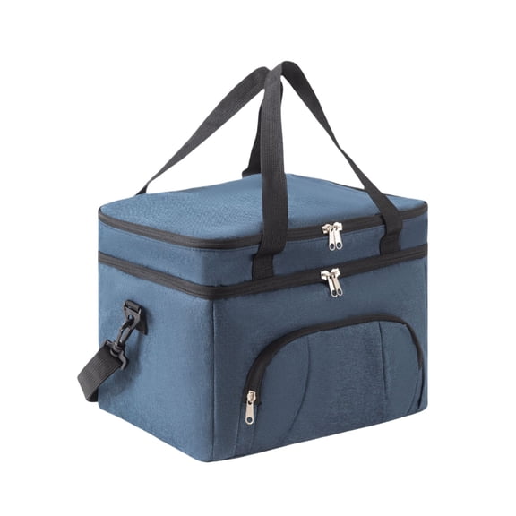 SouMaox Insulated Lunch Bag, Double Compartment Leak-Resistant Cooler, Portable Thermal Storage Pouch, Carry Snacks Drinks for Office Picnic Travel