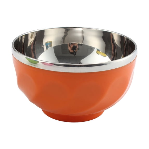 SouMaox Insulated Stainless Steel Soup Bowl Double Layer Heat Resistant Kitchenware Colorful Tableware Lightweight Cereal Rice Basin