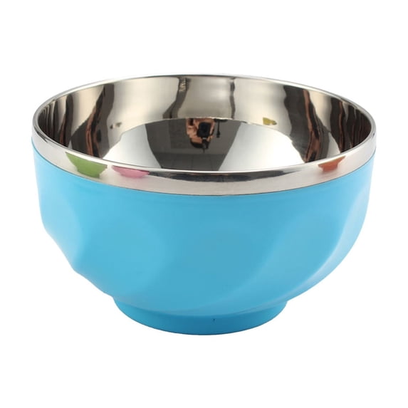 SouMaox Insulated Stainless Steel Soup Bowl Double Layer Heat Resistant Kitchenware Colorful Tableware Lightweight Cereal Rice Basin