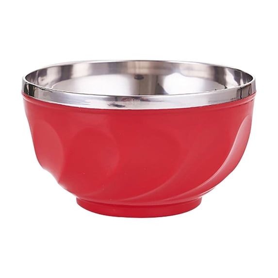 SouMaox Insulated Stainless Steel Soup Bowl Double Layer Heat Resistant Kitchenware Colorful Tableware Lightweight Cereal Rice Basin