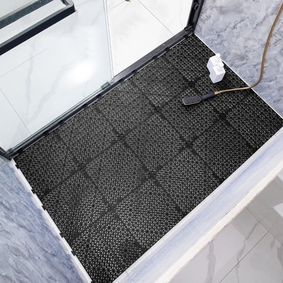 SouMaox Interlocking Drainage Tiles Non Slip Modular Flooring Water-Resistant Plastic Matting for Shower Deck Patio Pool Gym