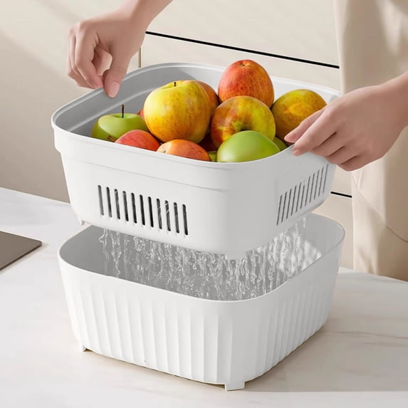 SouMaox Kitchen Organizer Basket Efficient Drainage Storage Container Vegetable Washer Utility Bin for Home Pantry Organization Needs