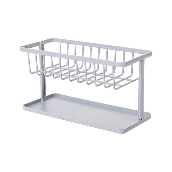 SouMaox Kitchen Sink Organizer Sponge Holder Draining Rack Soap Caddy Dishwashing Brush Stand Countertop Basket Tray Detachable Divider