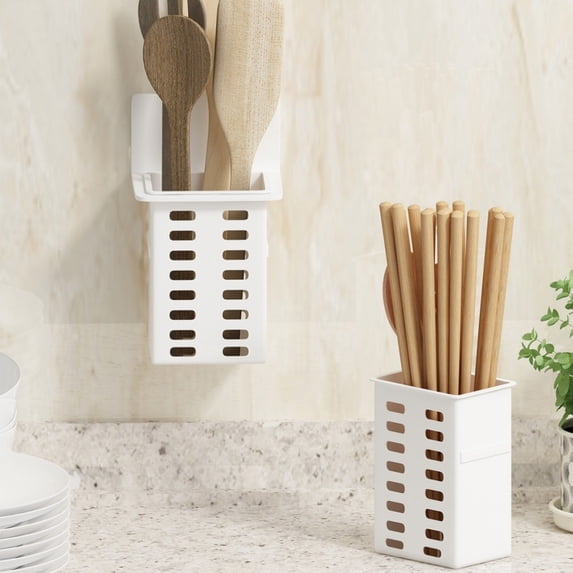 SouMaox Kitchen Utensil Organizer, Partitioned Storage Flatware Holder, Cutlery Caddy, Tool Block and Spoon Drainer for Countertop Space