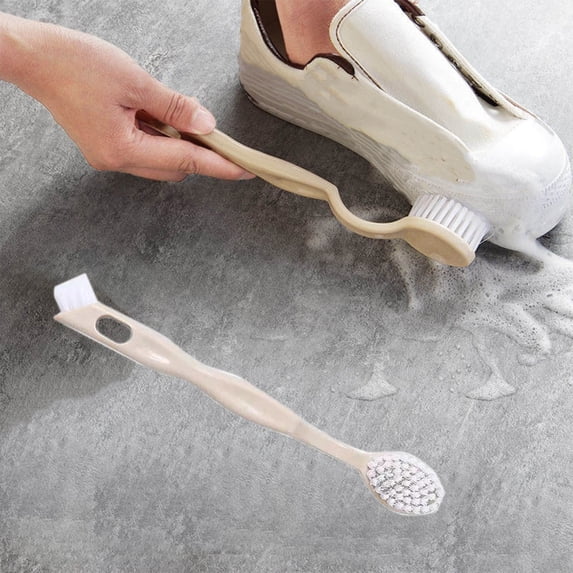 SouMaox Long Handled Shoe Brush Double Sided Scrubber Laundry Washing Tool Cleaning Supplies for Household Sneakers Canvas Leather Footwear