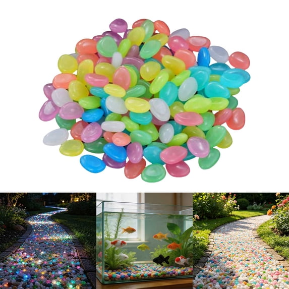SouMaox Luminous Stones for Garden Decoration, Glowing Pebbles Rocks for Aquarium, Auto Light Up Walkway Pathway Decor, 0.47" x 0.71"