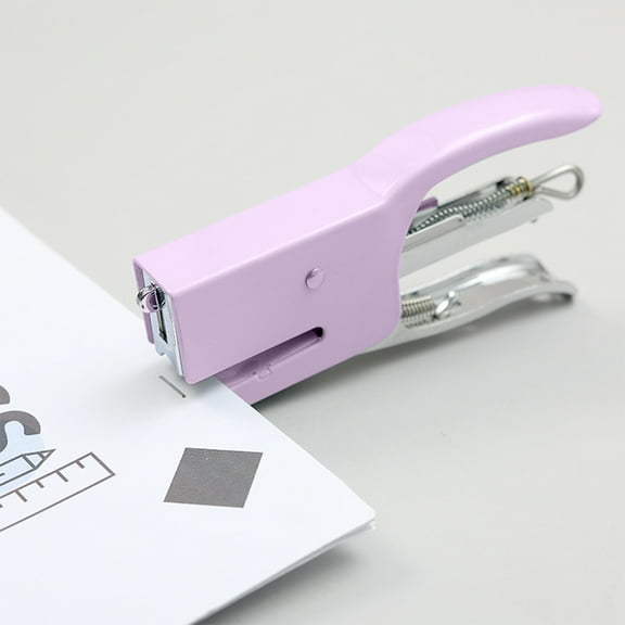 SouMaox Metal Handheld Stapler, Macaroon Tone Alloy Binding Tool, Manual Paper Fastener for Office Desktop Stationery Tasks
