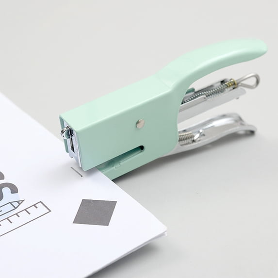 SouMaox Metal Handheld Stapler, Macaroon Tone Alloy Binding Tool, Manual Paper Fastener for Office Desktop Stationery Tasks