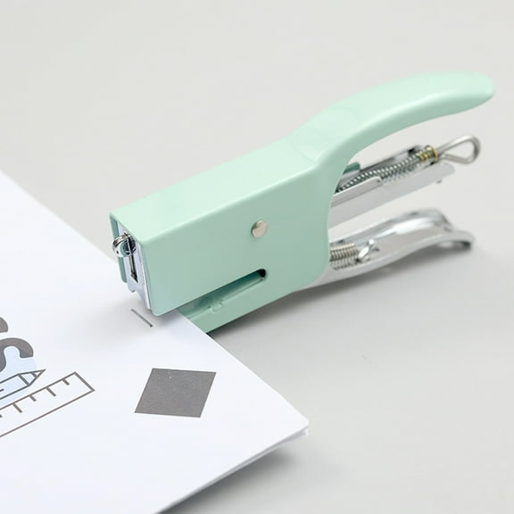 SouMaox Metal Handheld Stapler, Macaroon Tone Alloy Binding Tool, Manual Paper Fastener for Office Desktop Stationery Tasks