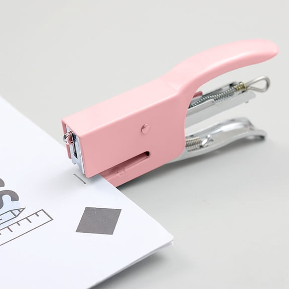 SouMaox Metal Handheld Stapler, Macaroon Tone Alloy Binding Tool, Manual Paper Fastener for Office Desktop Stationery Tasks