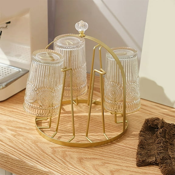 SouMaox Metal Mug Tree Crystal Handle Bottle Drying Rack Glass Organizer Storage Stand for Kitchen Countertop Buffet Table Cafe Decor