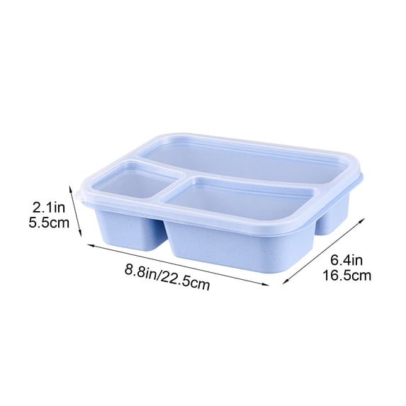 SouMaox Microwave Bento, Triple Divided Sectional Box, Portable Meal Container, Storing Salads Snacks, for Office Workplace Dining
