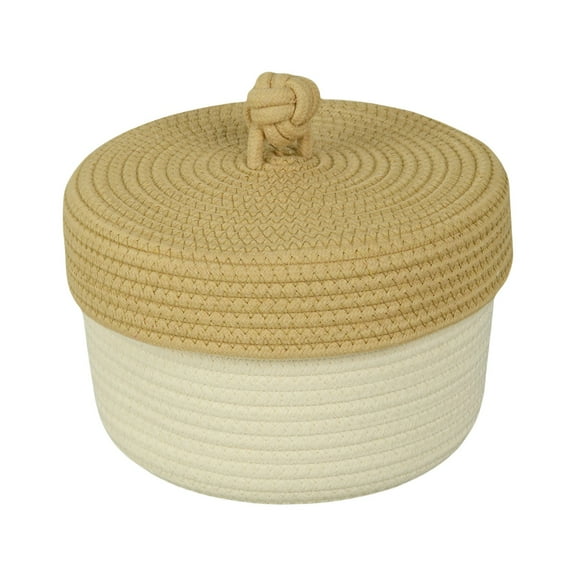SouMaox Mini Storage Basket Artisan Woven Cotton Rope Decorative Portable Handle Desktop Organization for Living Room Bedroom Stationery