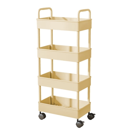 SouMaox Mobile Rolling Cart, Tiered Utility Organizer, Ergonomic Handle Casters, Vertical Storage for Home Apartment Space