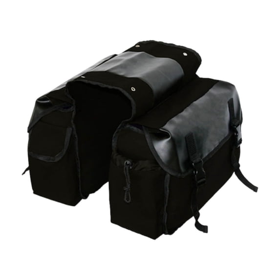 SouMaox Motorcycle Saddle Bag Canvas Leather Luggage Side Pouch Dual Flap Pocket Storage for Outdoor Riding Touring Long Distance Travel