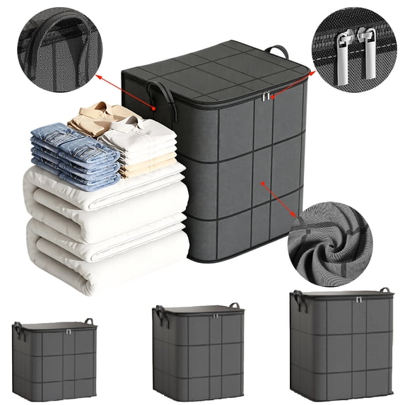 SouMaox Moving Bags, Foldable Storage Bag, Large Capacity Zippered Organizer, Heavy Duty Container for Bedding, 17.72" x 22.05" x 22.05"