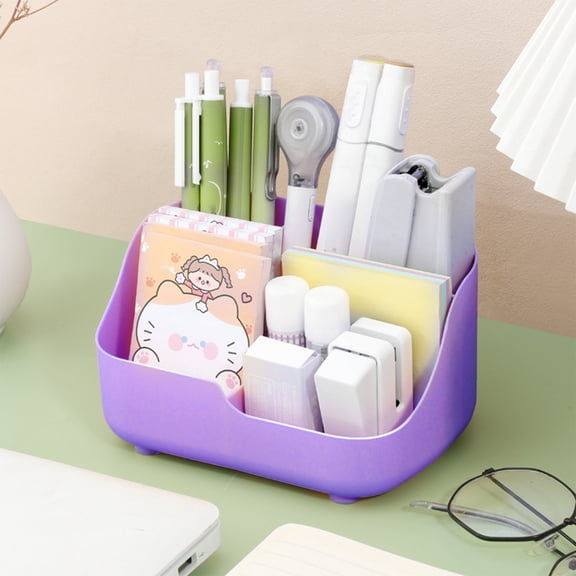 SouMaox Multifunctional Desktop Caddy Rotating Stationery Holder Organizer Tray Brush Storage Compartments for Home Office Desk Tidying